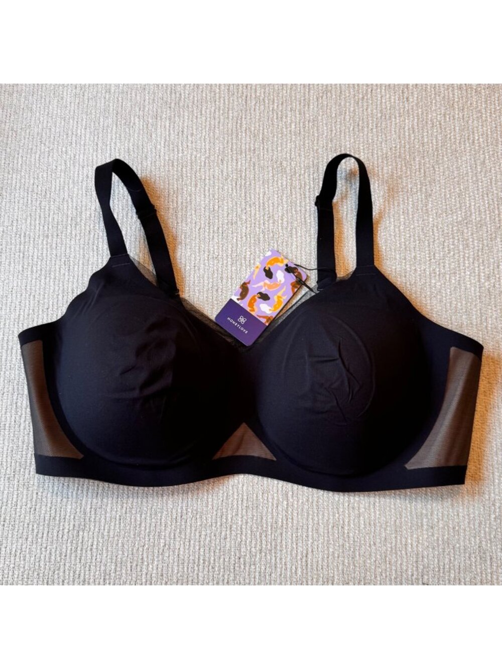 NWT Honeylove Liftwear Crossover Bra Size 44C/D Black LWBR0303 New